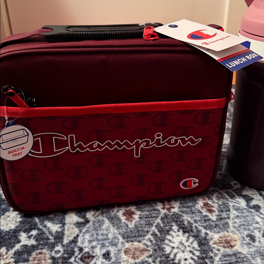 Champion Burgundy  Lunch Box and 40 oz Water Bottle - Picture 2 of 10